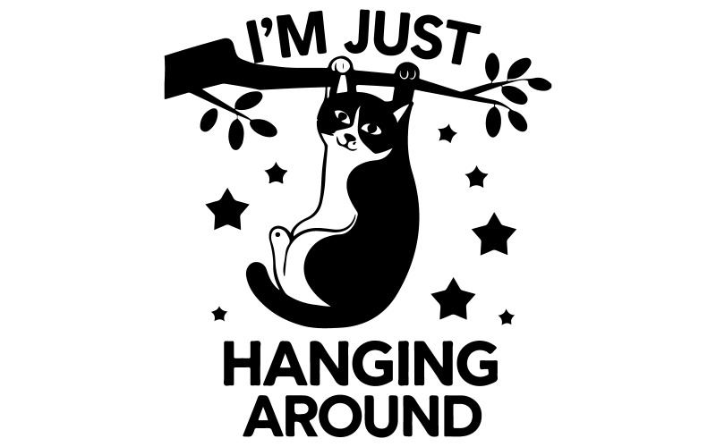 Um gato preto pendurado de cabeça para baixo