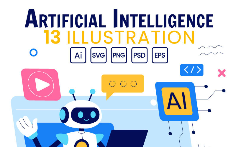 13 Mesterséges intelligencia digitális agyi illusztráció