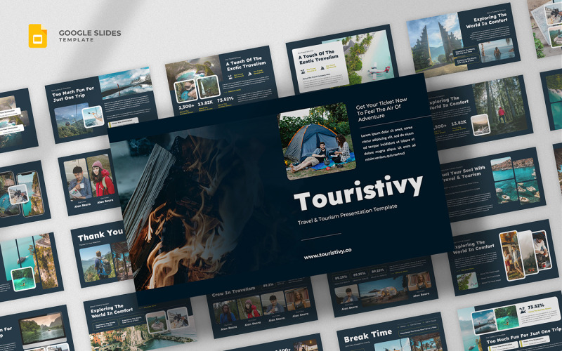 Touristivy - Modèle de diapositives Google sur les voyages et le tourisme