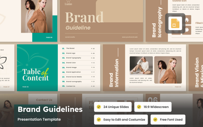 Présentation des diapositives des directives de la marque pour la mode