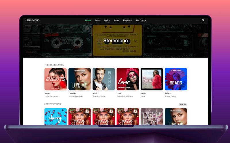 Steremono - Song Lyrics WordPress Music Theme