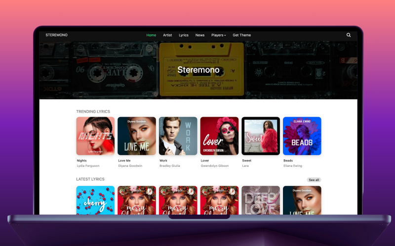 Steremono - Тексты песен WordPress Музыкальная тема