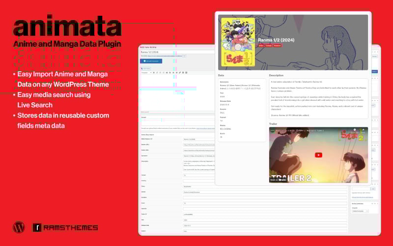 ANIMATA - Anime a Manga Data Plugin pro WordPress