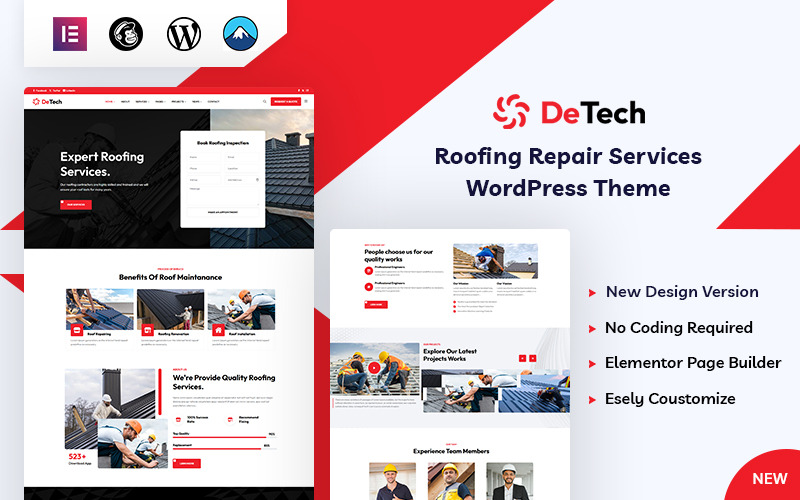 Detech - Tema WordPress para serviços de reparo de telhados