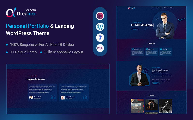 Dreamer – Kişisel Portföy Açılış Sayfası WordPress Teması