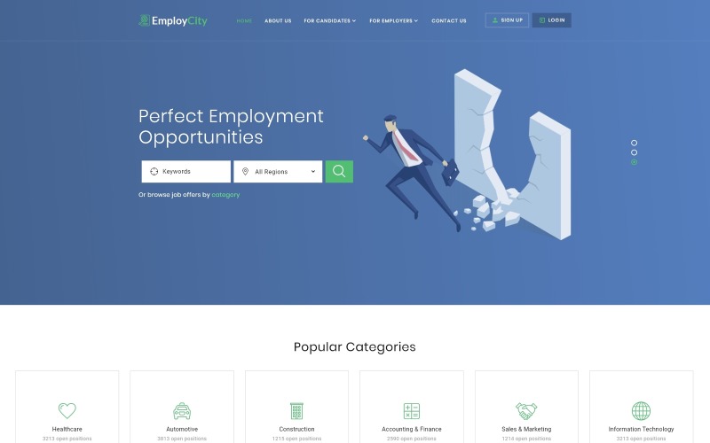 EmployCity - İş Portalı Çok Sayfalı HTML5 Web Sitesi Şablonu