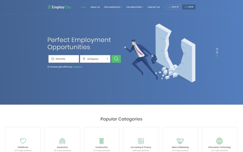 EmployCity - Jobportaal HTML5-websitesjabloon met meerdere pagina's