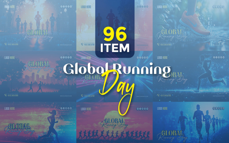 Global Running Day Social Media Banner Poster Template