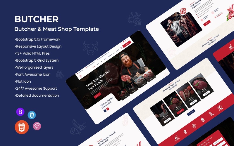 Modèle de site Web pour boucherie et boucherie