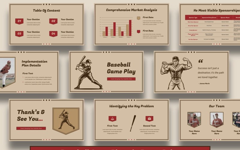 Baseball Sport PowerPoint bemutatósablon
