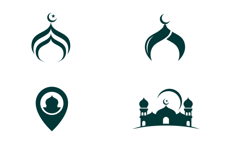 Modèle de conception de logo d'icône de mosquée pour le jour du Ramadan V6