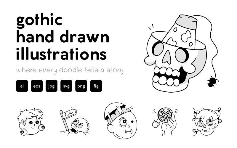 Сучасні готичні Doodle іконки
