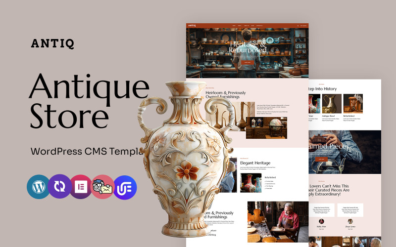 Antiq - Antika Mağazası ve Vintage Koleksiyonu Çok Amaçlı WordPress Elementor Teması
