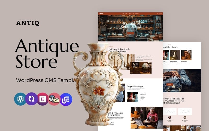 Antiq - Negozio di antiquariato e collezione vintage Tema WordPress Elementor multiuso
