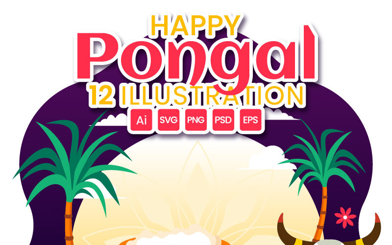 12 Happy Pongal Celebration Ilustrace