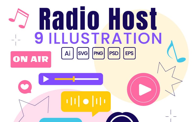 9 Rozhlasový moderátor Talk Show Ilustrace