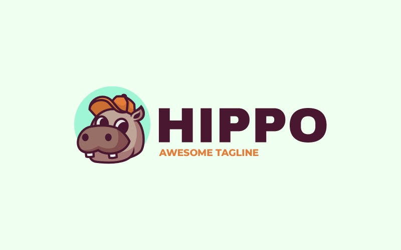 Logo mascotte cartone animato ippopotamo 3