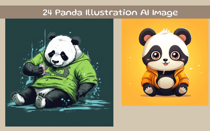 Panda Nálepka Ilustrace Koncept Ai Obrázek