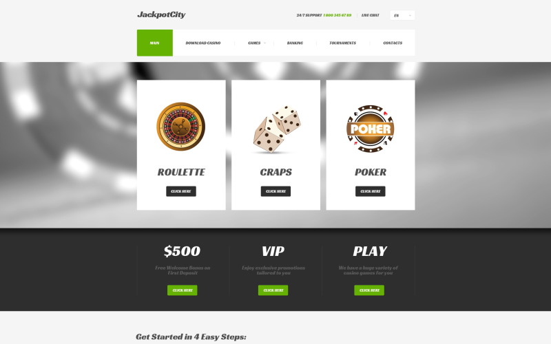 Responsieve websitesjabloon voor online casino