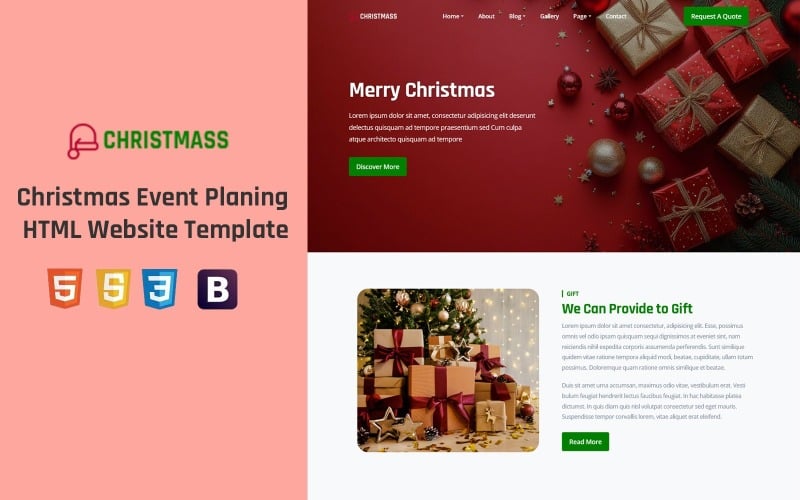 Christmass - Plantilla HTML para sitio web de planificación de eventos navideños