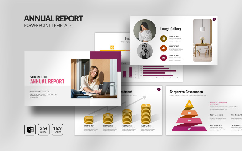 PowerPoint-sjabloon voor jaarverslag.
