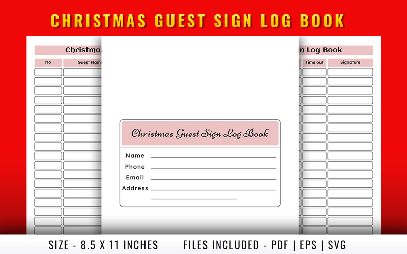 Christmas guest sign log book