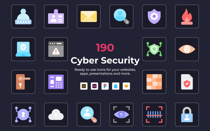 Ikoner för cybersäkerhetsmaterial