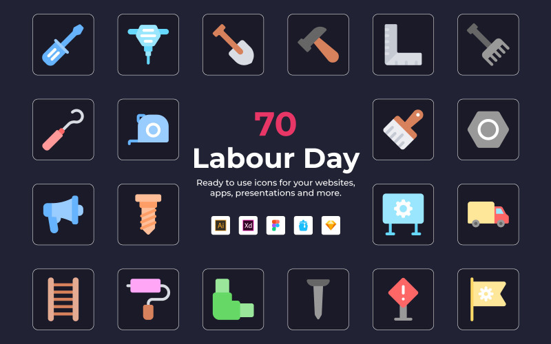 Labor Day vektor platt ikoner