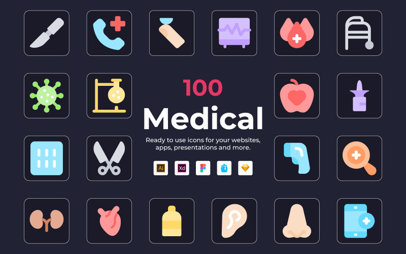 Medicinska vektor platt ikoner