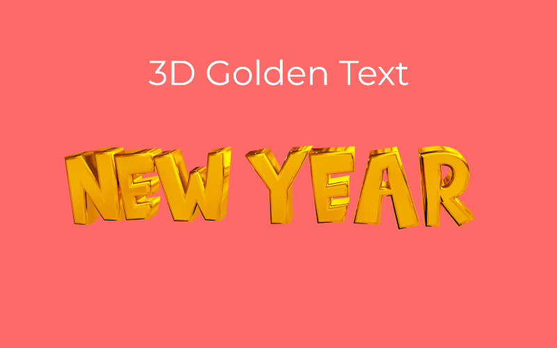 Nieuwjaar 3D-stijl gouden glanzende teksteffect