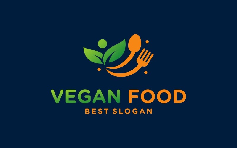 Cibo vegano, pasto sano, nutrizione, logo