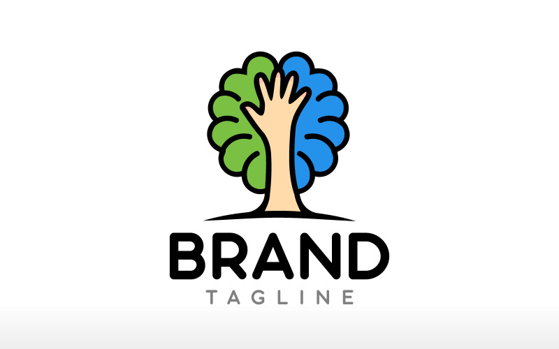 Human Care Brain Tree Logo Design Vektor Ikon Symbol Illustration