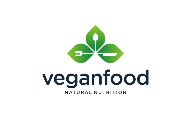 Logotipo de refeição saudável de comida vegana