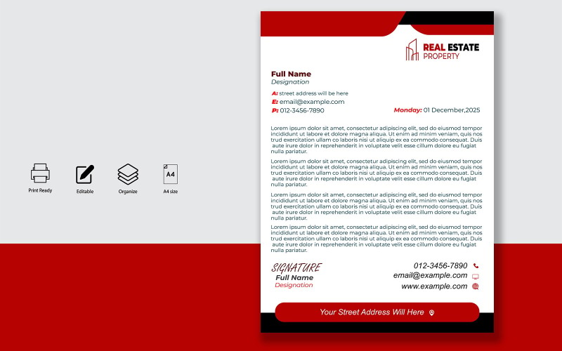 Fejléces tervezősablon hivatalos levelekhez – Termék – 066