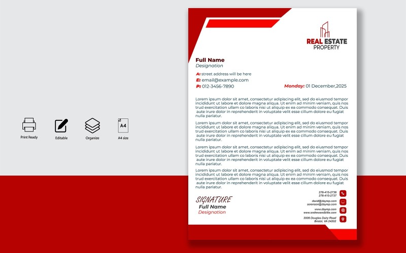Modello di progettazione della carta intestata per lettere ufficiali - Prodotto - 064