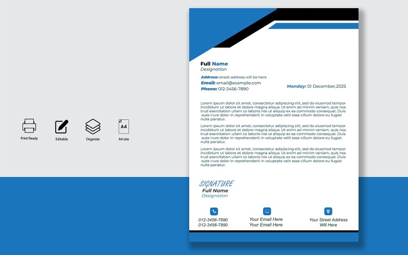 Modello di progettazione della carta intestata per lettere ufficiali - Prodotto - 070