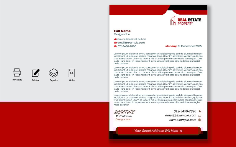 Modelo de design de papel timbrado para cartas oficiais - Produto - 066