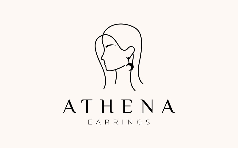 Orecchini con volto di donna, logo artistico lineare