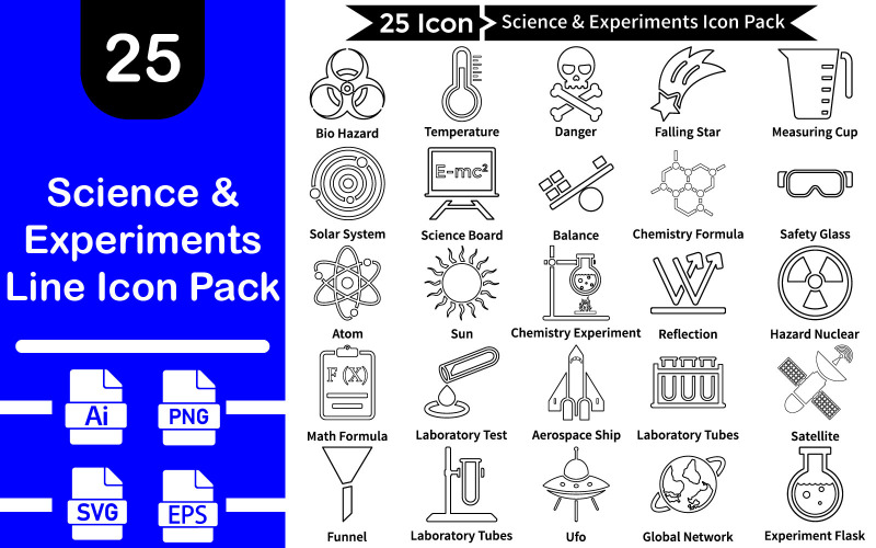 Vetenskap och experiment Line Icon Pack