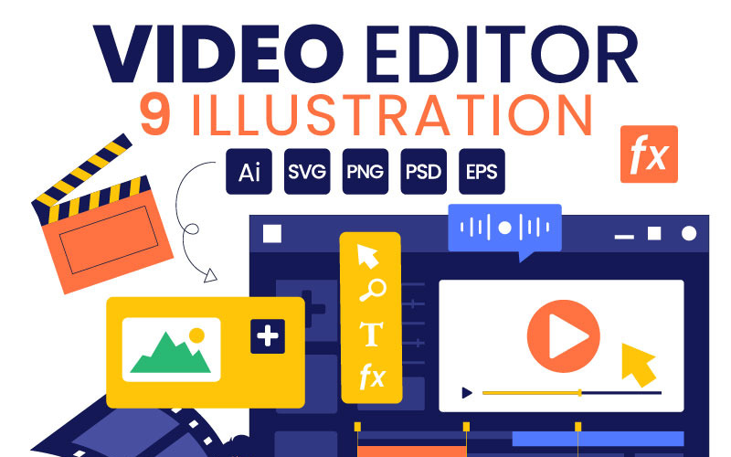 9 Illustration av programvara för videoredigering
