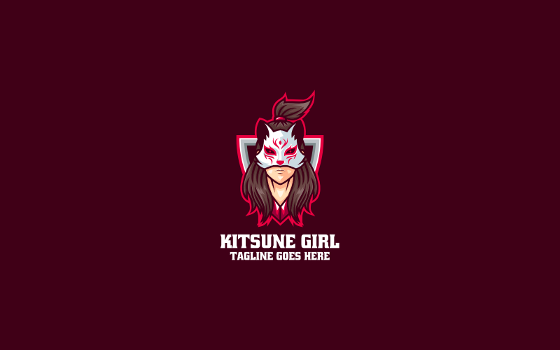 Logo mascotte dei cartoni animati della ragazza Kitsune