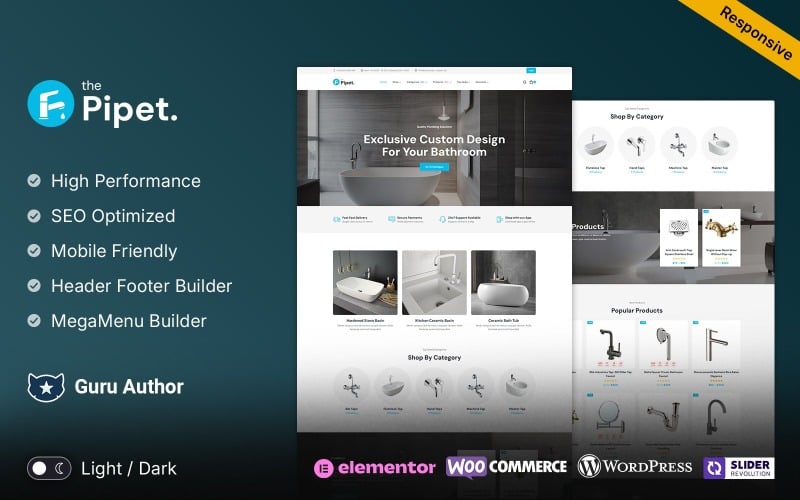 Pipet - Badrum och sanitär WordPress WooCommerce-tema