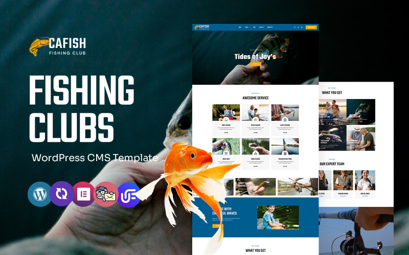 Cafish - Balıkçılık Nehri ve Balık Avı Kulübü WordPress Elementor Teması