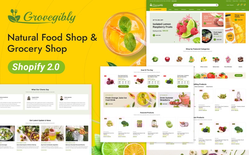 Grovegibly - Tema responsivo de Shopify 2.0 para tiendas de comestibles