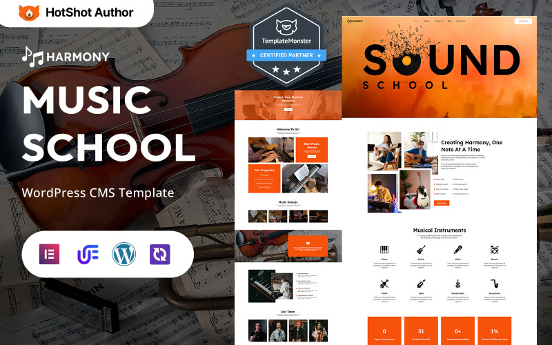 Harmónia – Zeneiskola és online órák WordPress Elementor téma