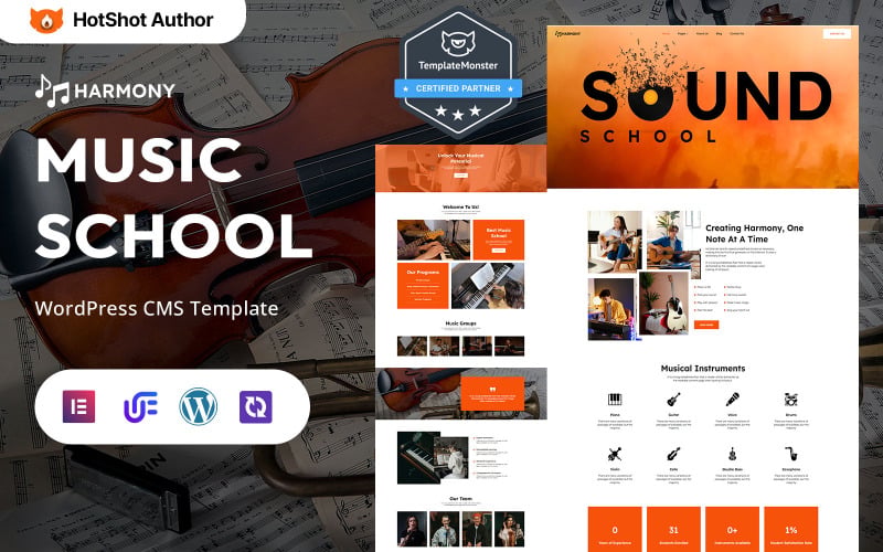 Harmony - Tema Elementor de WordPress para escuelas de música y clases en línea