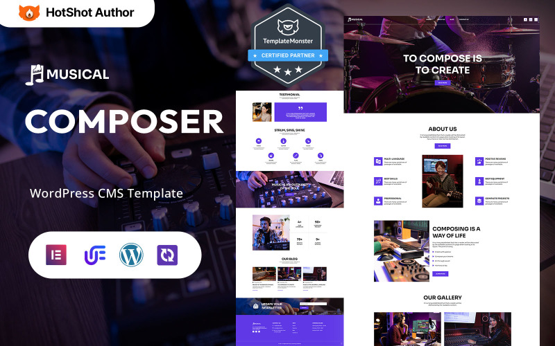 Musicale - Compositore e portfolio musicale Tema WordPress Elementor