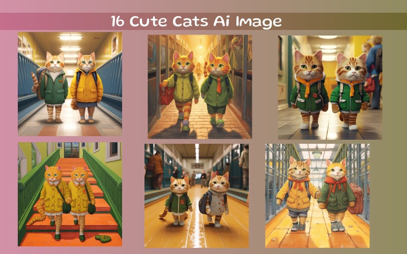 Süße Katzen in der Schule (Ai Image)