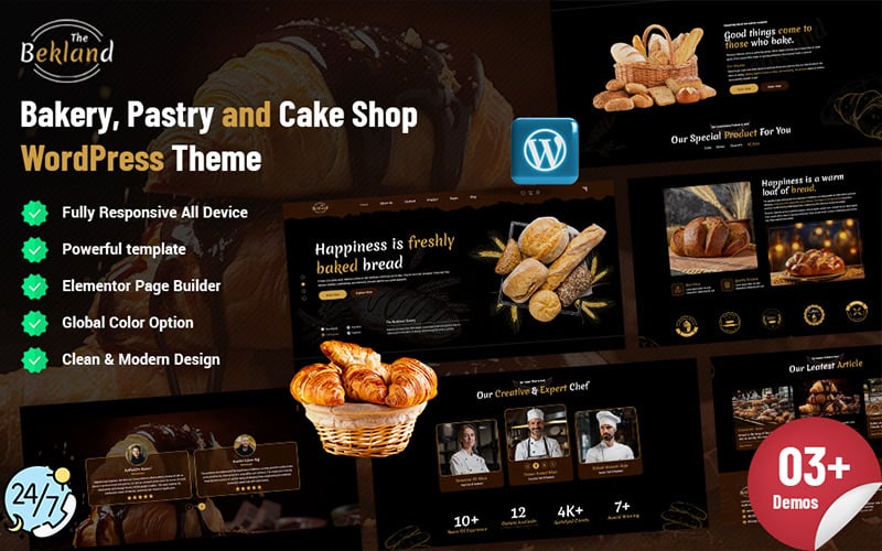 Bekland - Thème WordPress pour boulangerie, pâtisserie et pâtisserie
