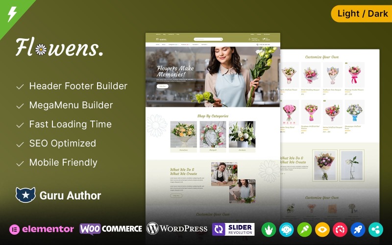 Flowens - Çiçekçi Çiçekçi ve Hediyelik Eşya Mağazası WordPress WooCommerce Teması